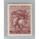 ARGENTINA 1943 GJ 904 ESTAMPILLA CON FILIGRANA RAYOS RECTOS NUEVA MINT RARA U$ 60